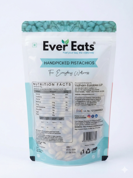 Ever Eats Californian Roasted Pistachios – Premium Crunchy Snack | 100% Natural" - 200g