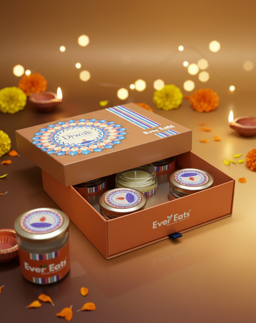 "Ever Eats Signature Diwali Gift Hamper – Healthy Dry Fruits with Fragrant Candle