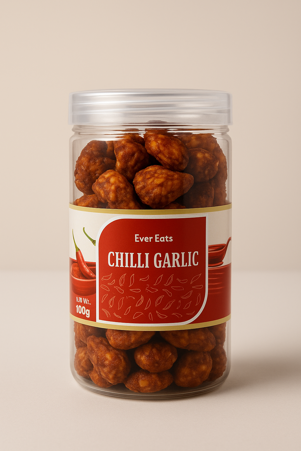 Chilli Garlic Cashew – Oil-Free, Preservative-Free, Spicy Gourmet Snack - 100G