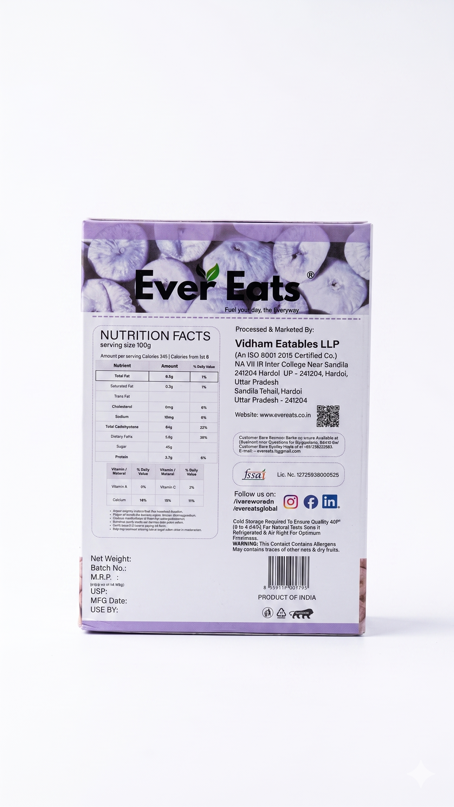 Ever Eats Premium Anjeer 250g | Handpicked Dried Figs