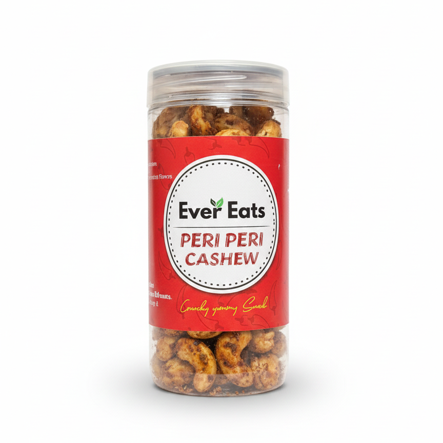 Jar of Ever Eats Peri Peri Cashew on a white background