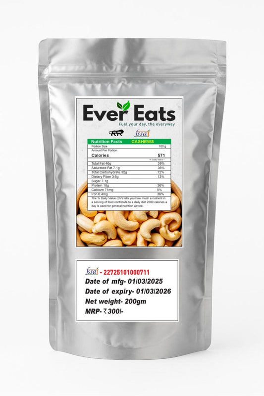Premium Whole Cashews (Kaju)- 100% natural (200 gram)